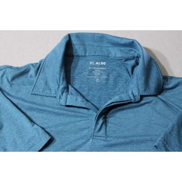 01.Algo Performance Polo Golf Shirt Short Sleeve Anti Odor Marine Blue 2XL - Picture 2 of 4